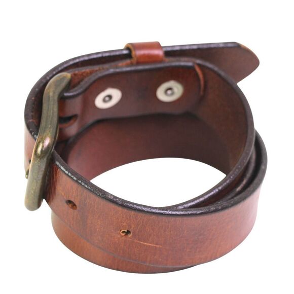 CLASSIC BROWN GENUINE LEATHER 1 1/8"Wd CASUAL DRESS WOMEN'S BELT Sz M/32 (I57 - Picture 3 of 13